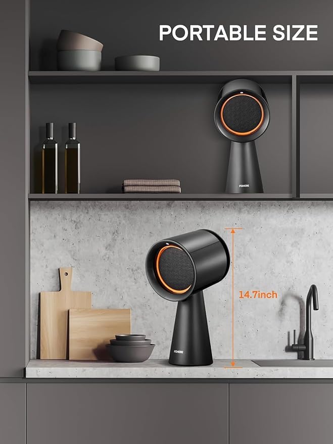 FOHERE Portable Range Hood, Powerful 3-Speed Suction Desktop Compact Range Hood, Detachable Aluminum Carbon Filter, Desktop Kitchen Exhaust Fan with Large Oil Collection Cup