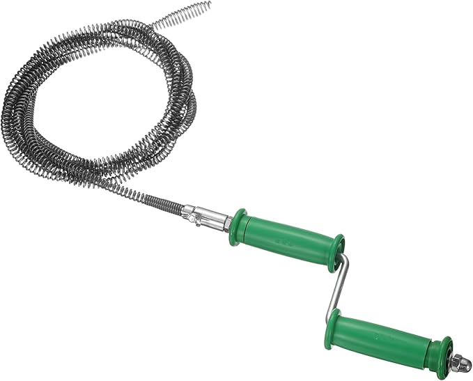 HARFINGTON Plumbing Drain Auger 3/8" (10mm) Dia. 9.1ft Manual Toilet Snake Flexible Drain Cleaner Tool with Drill Connector Spring Unclog Hair for Bathroom Kitchen Toilet Bathtub Sewer Sink