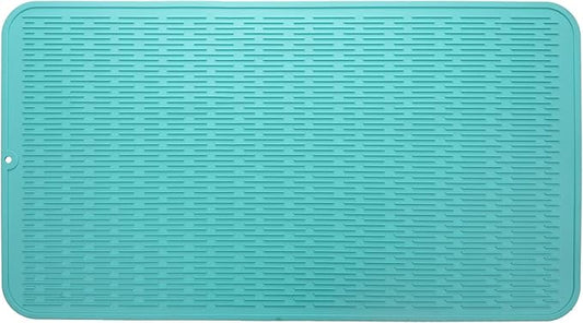 MicoYang Silicone Dish Drying Mat for Multiple Usage,Easy clean,Eco-friendly,Heat-resistant Silicone Mat for Kitchen Counter or Sink,Refrigerator or Drawer Liner Mint 4XL 32 inches x 18 inches