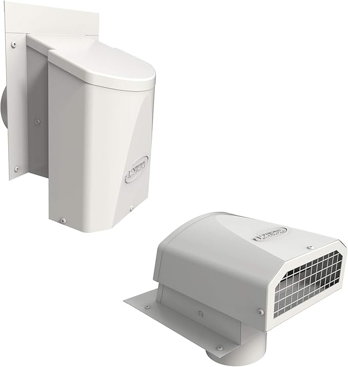Ventilation Maximum AF4-C 4 Inch Outdoor Wall Dryer Vent Cover – Exterior Bathroom Exhaust Fan & HVAC Intake/Exhaust, Energy-Saving, Galvanized Steel, Weatherproof - White