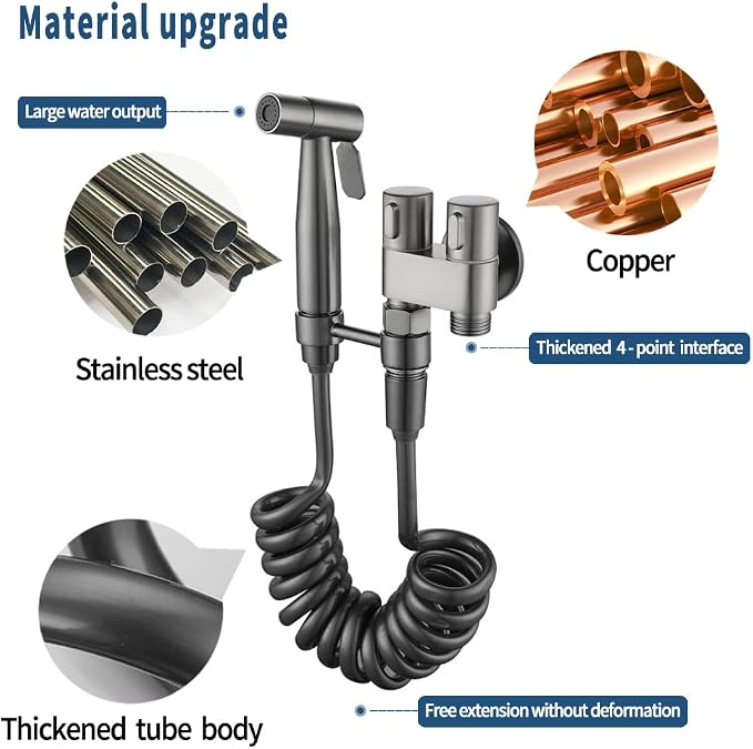 MLD Hand Held Bidet Sprayer for Toilet, Muslim Shower Bidet Hose Toilet Faucet Sprayer Kit, Toliet Jet Spray Bidet Attachment with T Valve, Toilet Water Spray Shower for Washer and Cleaner