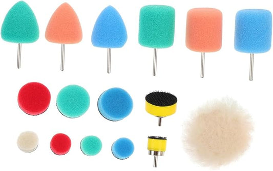OUNONA 16pc Car Polishing Pads Kit Sponge Buffer Wheels Car Brush Set Buffing Discs Auto Detailing Kit