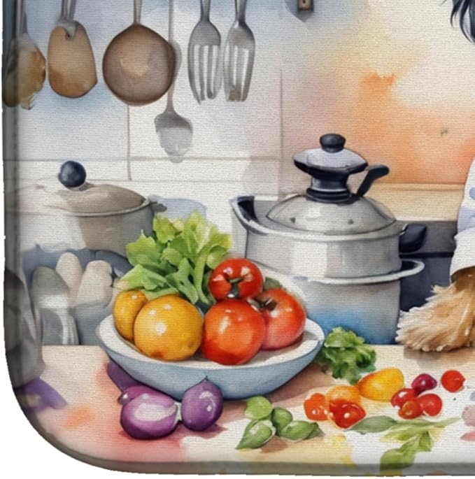 Caroline's Treasures DAC6334DDM Tibetan Terrier The Chef Dish Drying Mat Absorbent Dish Drying Mat Pad for Kitchen Counter Dish Drainer Mat for Countertop, 14 x 21", Multicolor