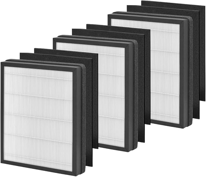 Nispira FAP-C01-A H13 HEPA Replacement Filter for Filtrete Air Purifier, IDYLIS AC-2119, IAP-10-100, IAPC-40-140, IAP-10-150, (3) HEPA (6) Activated Carbon Pre Filters