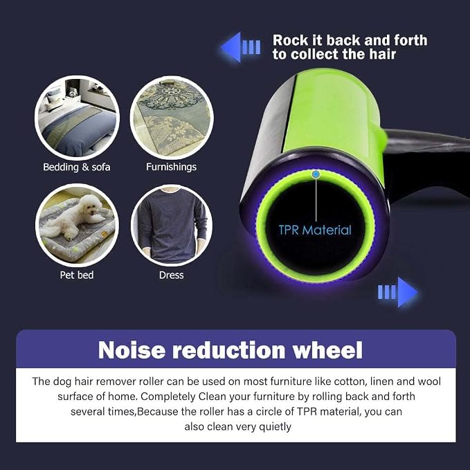 Reusable Pet Hair Remover Roller — Dog & Cat Hair Remover for Furniture, Couch, Clothes, Car & Laundry | Washable Lint Roller, No Sticky Tape | Includes Bonus Mini Roller for Travel