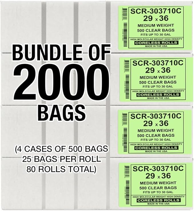 Aluf Plastics 20-30 Gallon Trash Bags Source Reduction Series Value High Density 10 Micron Gauge (equiv) - Intended for Home, Office, Bathroom, Paper, Styrofoam (Pack of 2000)