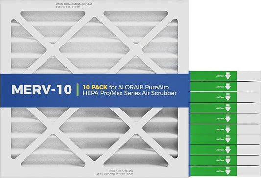 ALORAIR 10-Pack MERV-10 Air Filter for PureAiro HEPA Pro/PureAiro HEPA Max Air Scrubber, 14.5x13.7x0.8(available for 770, 870, 970)