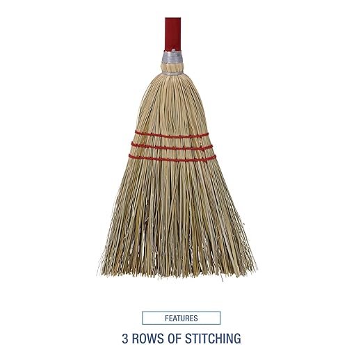 Corn/Fiber Brooms, Corn/Synthetic Fiber Bristles, 36" Overall Length, Gray/Natural, 12/Carton
