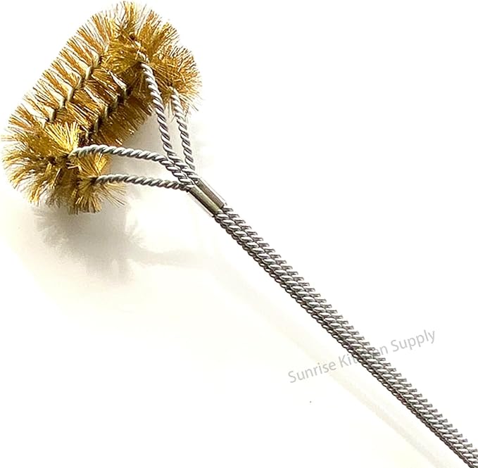 SUNRISE Fryer Brush with Long Handle (Brass, Double Brush)