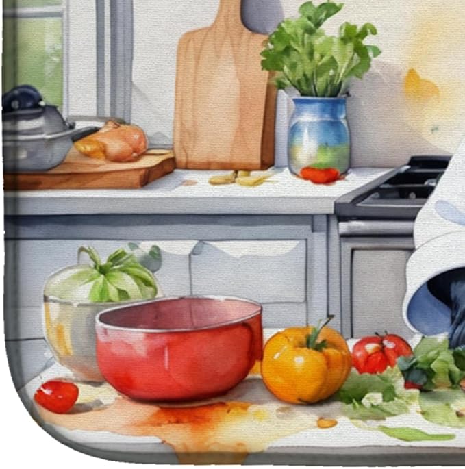 Caroline's Treasures DAC6259DDM Gordon Setter The Chef Dish Drying Mat Absorbent Dish Drying Mat Pad for Kitchen Counter Dish Drainer Mat for Countertop, 14 x 21", Multicolor