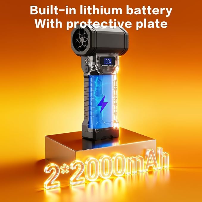 130000RPM Compressed Air Duster, 45m/s Handheld Turbo Blower, 4 Speed Adjustable Mini Electric Air Duster with LED Light & 5 Nozzles for Computer, Keyboard, Car, Camping Cleaning & Inflation
