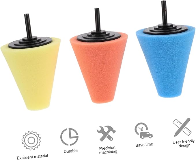 Unomor 3pcs Wheel Polishing Sponge for Car Care Polishing Tool for Wheels and Bumpers Multi-Functional Buffing System for Electric Drill Easy to Use and Clean