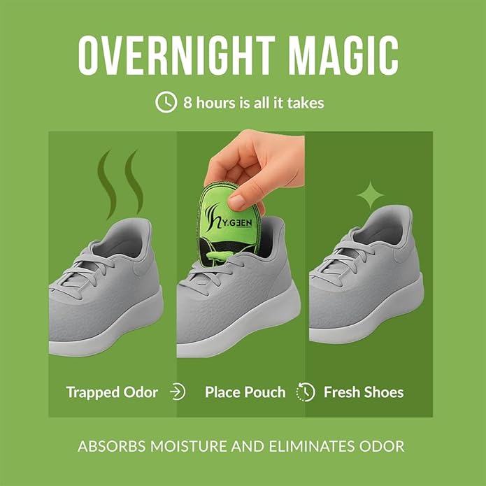 LIVEVIE Hygeen Activated Charcoal Shoe Deodorizer – Natural Scent Absorber & Moisture Wicker 2-Pack