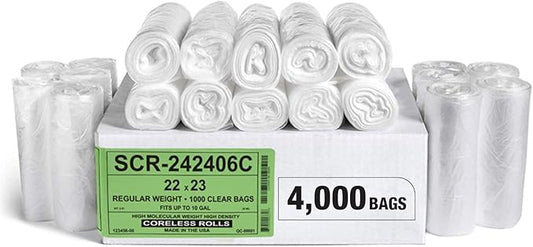 Aluf Plastics 6-8 Gallon Trash Bags Source Reduction Series Value High Density 6 MICRON (equiv) gauge - Intended for Home, Office, Bathroom, Paper, Styrofoam (Pack of 4000)
