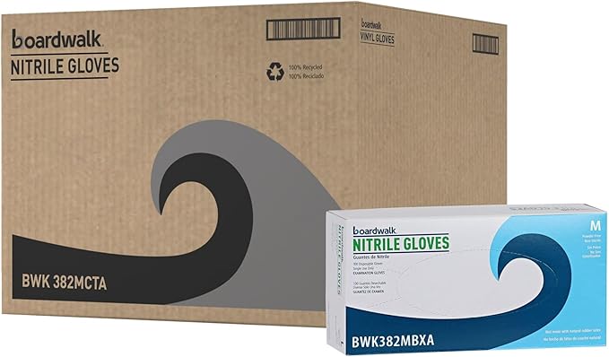 Boardwalk Disposable Examination Nitrile Gloves, Medium, Blue, 5 mil, 1,000/Carton