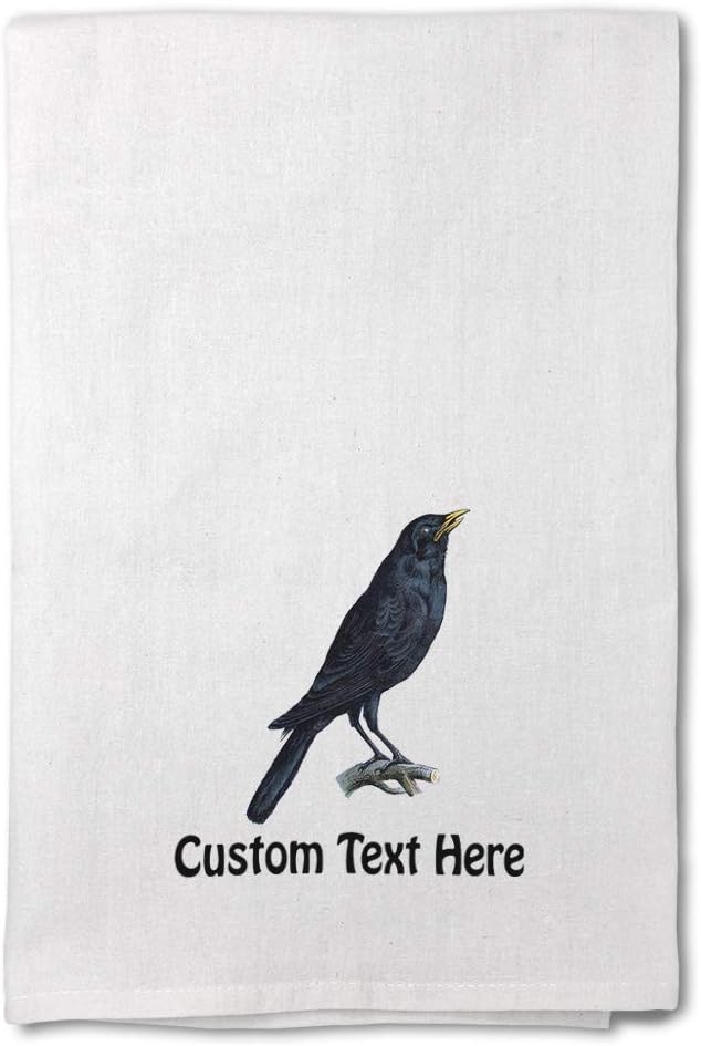 Style In Print Custom Decor Flour Kitchen Towels Crow Vintage Look B Animals Birds Animals Birds Cleaning Supplies Dish Towels Personalized Text Here