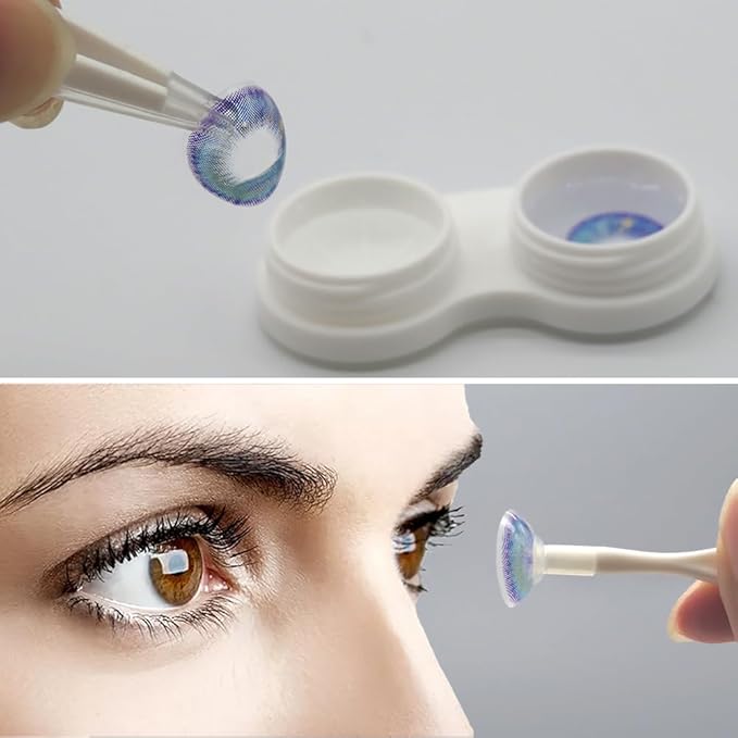 Vastsoon Contact Lens Case with Cleaner Washer, Portable Cute Eye Contacts Colored Lenses Applicator Remover Tool Kit with Mirror Solution Bottle Travel Size for Daily Outdoor (Square, Rose)