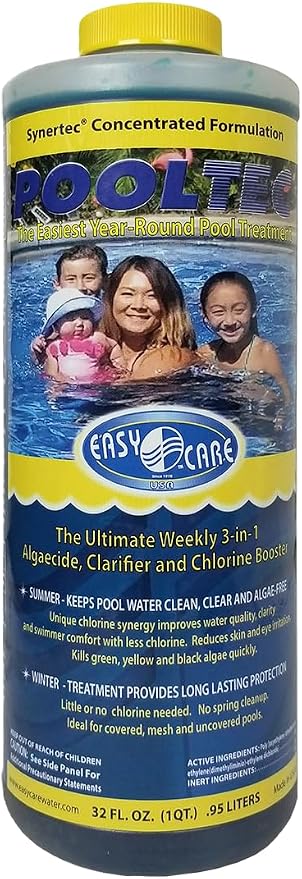 EASYCARE 30032 Pooltec Algaecide, Clarifier and Chlorine Salt Cell Booster, 32 Fl. Oz Bottle