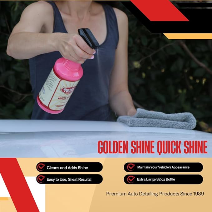 GOLDEN SHINE Quick Shine Instant Detail Spray, 32 Ounce Bottle Cleans and Shines Your Vehicle 10032