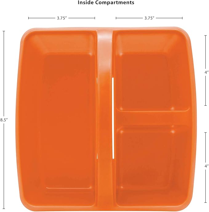 Teacher Created Resources Orange Portable Plastic Storage Caddy 6-Pack for Classrooms, Kids Room, and Office Organization, 3 Compartment