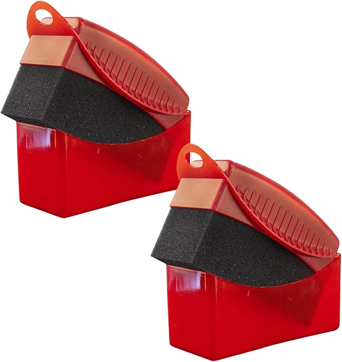 Car Tire Applicator Sponge Set of 2 Supplies Wheel Waxing Pad with Handle Fit for Easy Detailing Ergonomic Designs Reusable Tire Sponge (Red)