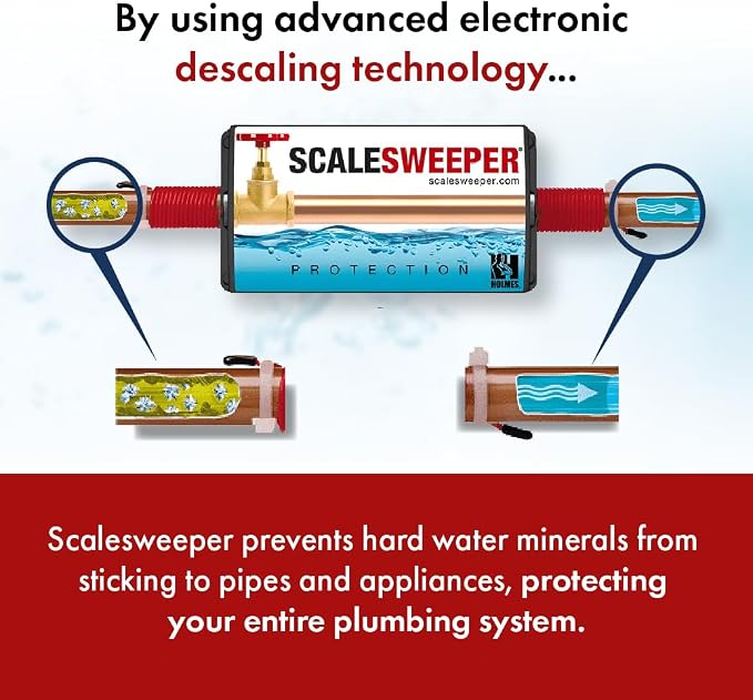 Whole House Electronic Water Descaler & Hard Water Conditioner – Salt-Free Scale Prevention, Reduces Limescale & Protects Pipes, Appliances, Water Heater