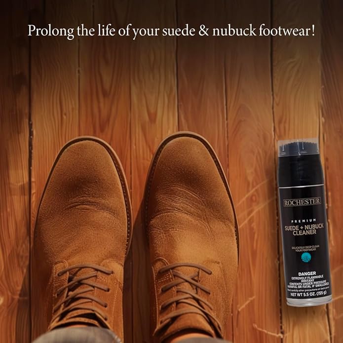 Rochester Premium Suede + Nubuck Cleaner, Suede & Nubuck Cleaner with a Built-In Scrub Brush Cap, Shoe Accessories, 5.5 oz.