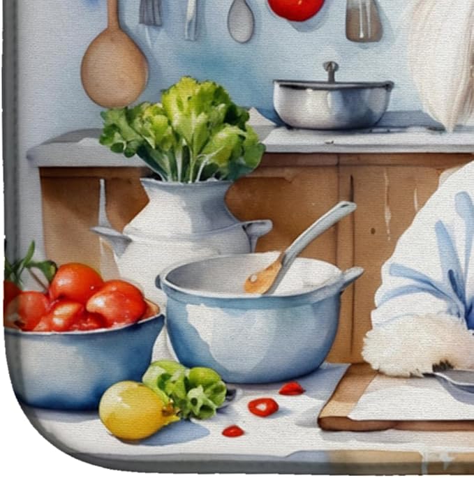 Caroline's Treasures DAC6236DDM Coton de Tulear The Chef Dish Drying Mat Absorbent Dish Drying Mat Pad for Kitchen Counter Dish Drainer Mat for Countertop, 14 x 21", Multicolor