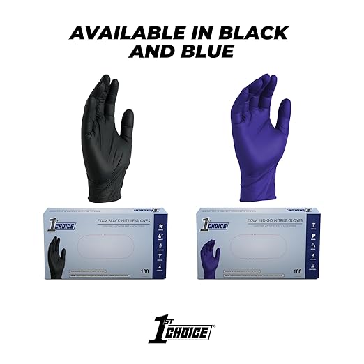 1st Choice Nitrile Disposable Gloves Indigo Nitrile Medium Gloves Disposable Latex Free Exam Grade Gloves 2 Boxes of 100 (Pack of 2)
