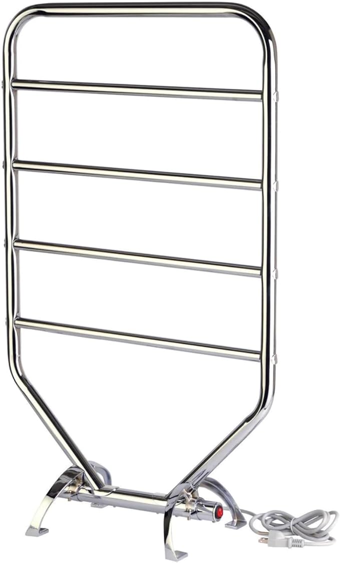 Warmrails Traditional Towel Warmer - Free-Standing or Wall Mounted Towel Warmer Rack for Drying Towels and Garments - 34-Inch Chrome Finish Frame with 4 Bars - Model RTC