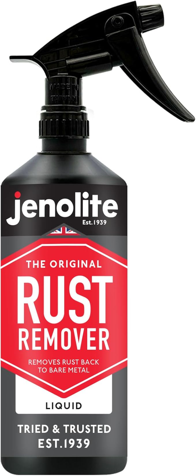 JENOLITE Original Rust Remover for Metal - Fast Acting Liquid with Trigger Spray - Industrial Strength, Removes Rust Back to Bare Metal - 500ml (16.9 fl oz)