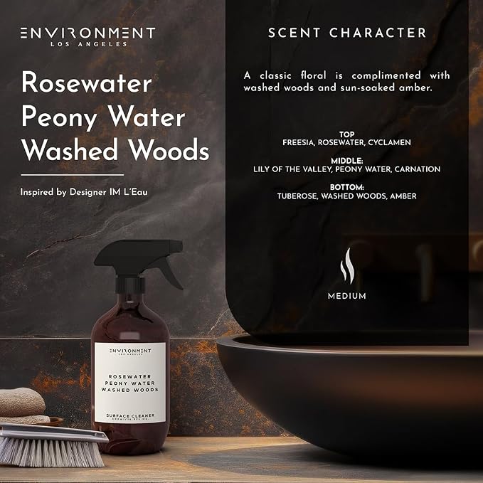 ENVIRONMENT Inspired by Designer Perfume IM L'Eau Surface Cleaner, 16oz Luxury Surface Cleaner (Rosewater | Peony Water | Washed Woods) Home Essentials, Scented Cleaning Products, Vegan & Cruelty-Free