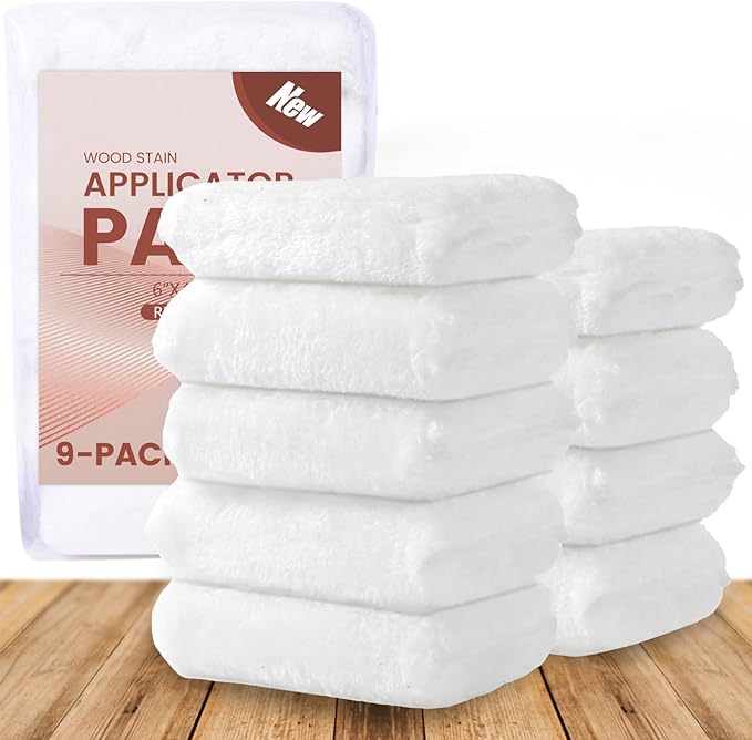 9 Pack Wood Stain Applicator Pads, Lint, Snag Free Applicator Pads,for Wood Stain and Oil Based Finishes Cleaning,Reusable Applicator, Staining Pads Set
