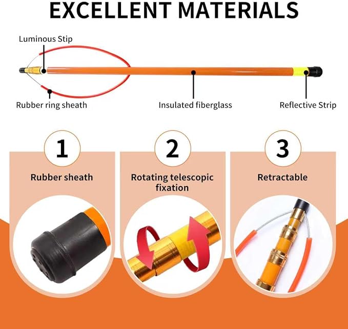 18ft Telescopic Pool Rescue Hook | OSHA Water Rescue Pole & Emergency Hook with Night Glow | Fiberglass Pool Safety Pole for Home/Water Parks