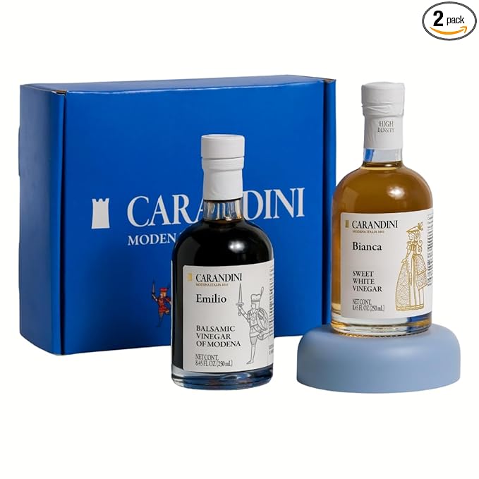Carandini Emilio Silver Balsamic Vinegar of Modena PGI & Bianca Sweet White Vinegar Combo Set with Gift Box, Gift for Mother | Made in Italy