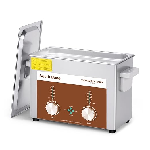 SOUTH BASE Ultrasonic Cleaner,4L 120W Stainless Steel Ultrasonic Jewelry Cleaner with Cleaning Basket,Timer&Heater,Encoded Sonic Cleaner for Cleaning Jewelry,Eyeglasses,Coins