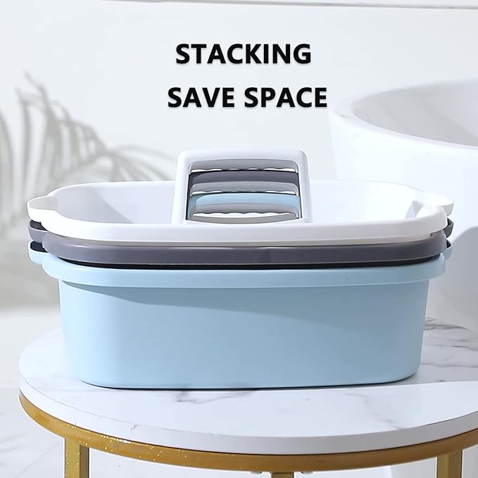 JiatuA Large Plastic Basket Portable Shower Caddy Tote Organizer Basket with Handle for Bathroom, Bedroom, Kitchen, College Dorm, Garden, Garage, Tool, Cleaning Supplies, Dark Gray & Light Grey