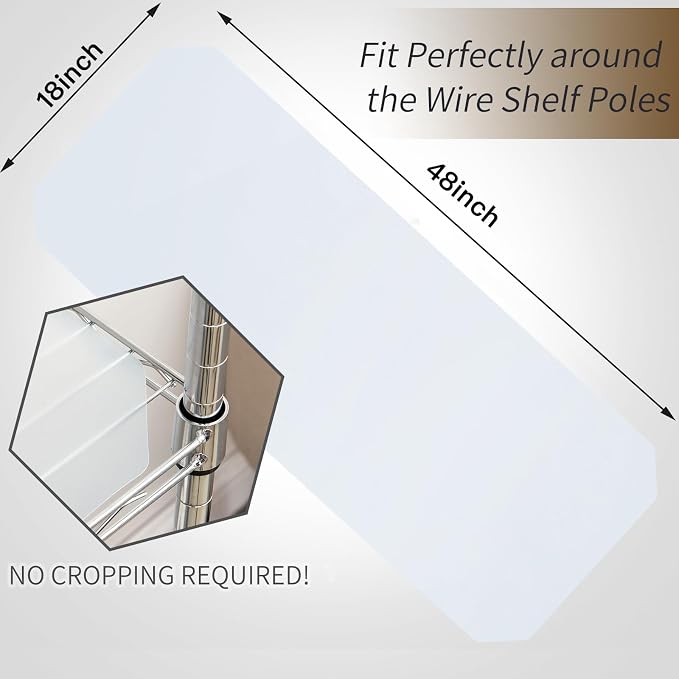 Poofzy Wire Shelf Liner 18" X 48", Non-Adhesive Plastic Shelf Liners for Wire Shelving, Waterproof Protector Mats (5PK, Clear)