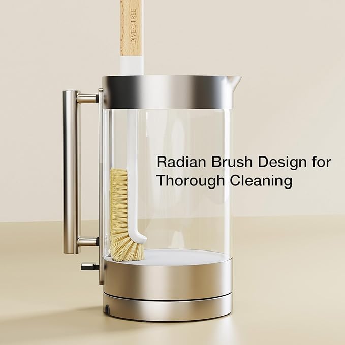 Cleaning Brush, Diveotree Hard Bristle Brush for Deep Cleaning Grout, Sink, Cup, Teapot, Bottle, Blender, Multi-Purpose Brush wih Long Handle for Kitchen (White-2Pack)