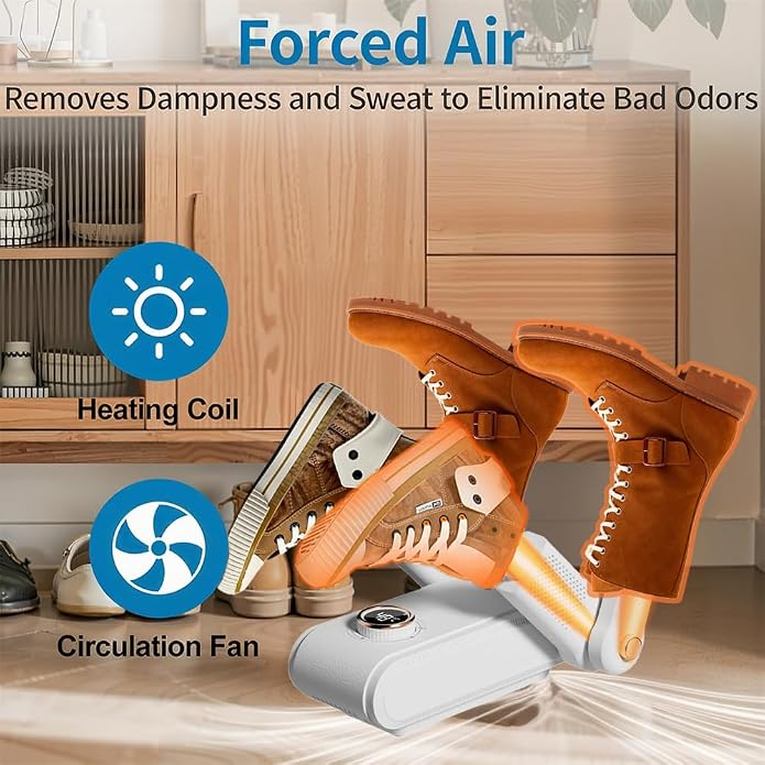 EXELIQ Shoe Dryer, 4 Adjustable Brackets, Portable Boot Dryer, Intelligent Timer, Boot and Glove Dryer, UV Light Sanitization