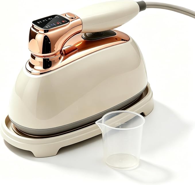 Garment Steamer for Clothes 1400W Portable Travel Steamer 180°Rotating Handle lancha a Vapor Para Ropa with LCD Display Handheld Wrinkle Remover, 260mL Water Tank, 8 Steam Models, Beige