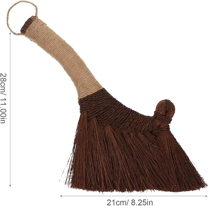 ABOOFAN Small Handheld Desktop Broom Soft Natural Straw Bristles Cleaning Brush for Dust Removal Table Brush for Desks Keyboards Bookshelves Home Office Kitchen