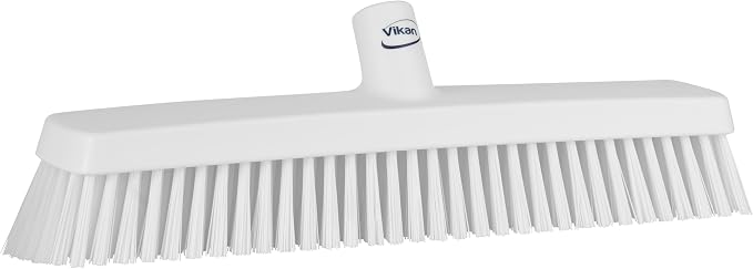 Vikan 31755 16" Heavy-Duty Push Broom, Soft/Stiff, White