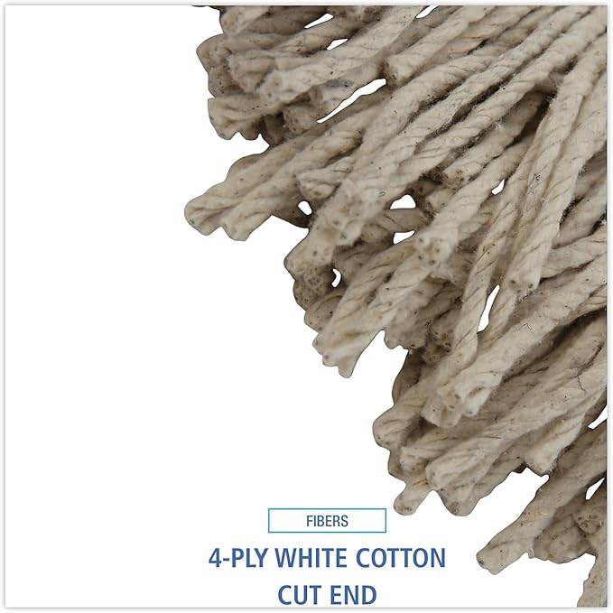 Boardwalk Mop Head, Lie-Flat Head, Cotton Fiber, 24 oz., White, 12/Carton