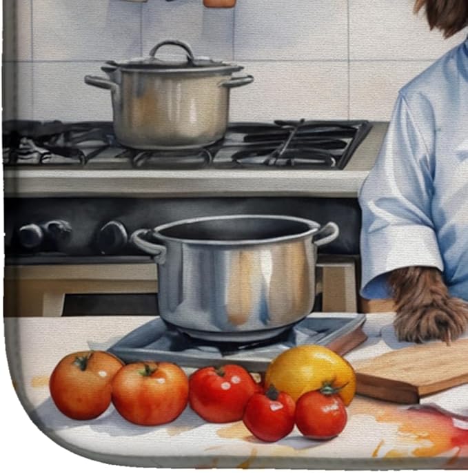 Caroline's Treasures DAC6342DDM Wirehaired Pointing Griffon The Chef Dish Drying Mat Absorbent Dish Drying Mat Pad for Kitchen Counter Dish Drainer Mat for Countertop, 14 x 21", Multicolor