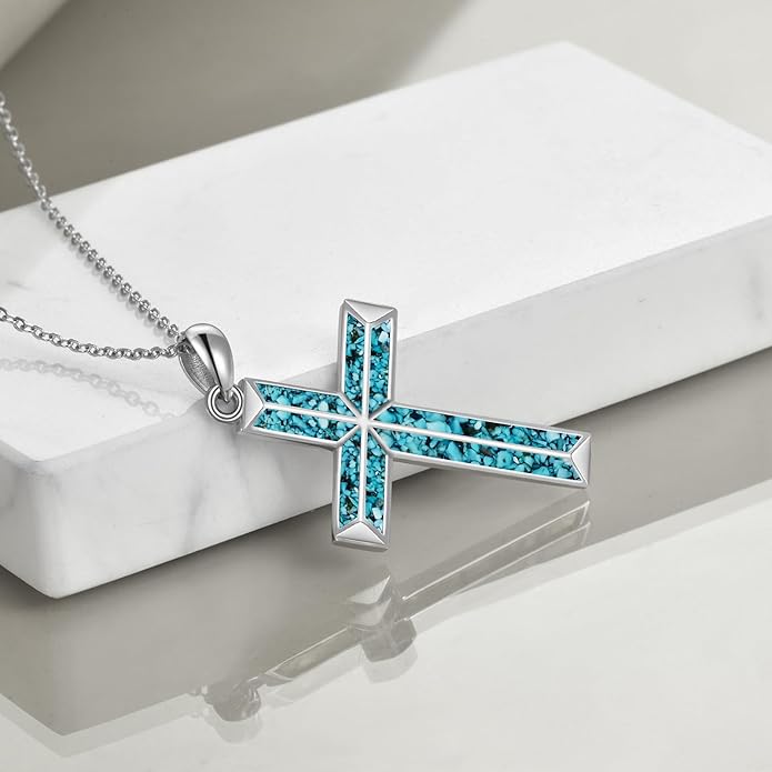 ONEFINITY Religious Cross Pendant Necklace Sterling Silver Origami Cross Pendant Gifts for Women Men Jewelry