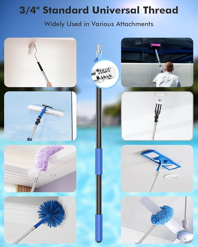 Pool Cleaning Kit with Pole 4-16 ft, Pool Brush with Pole & Mesh Pool Skimmer Net with Pole, Telescopic Pool Pole, Pool Net and Accessories for Above/in Ground Spas & Hot Tubs
