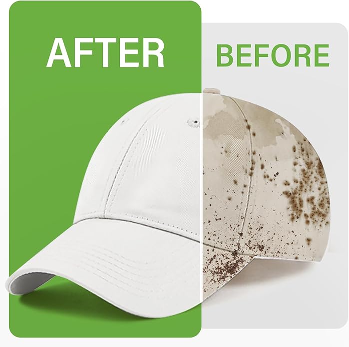 Hat Cleaner Kit,Ready-To-Use Foam,Quick Drying for Cleaning Baseball Caps of All Materials Cotton,Wool,Leather,Felt and More Cleans 50+ Hats (Cleaner 6.76oz+Deodorizer 6.76oz,Towel,Brush)