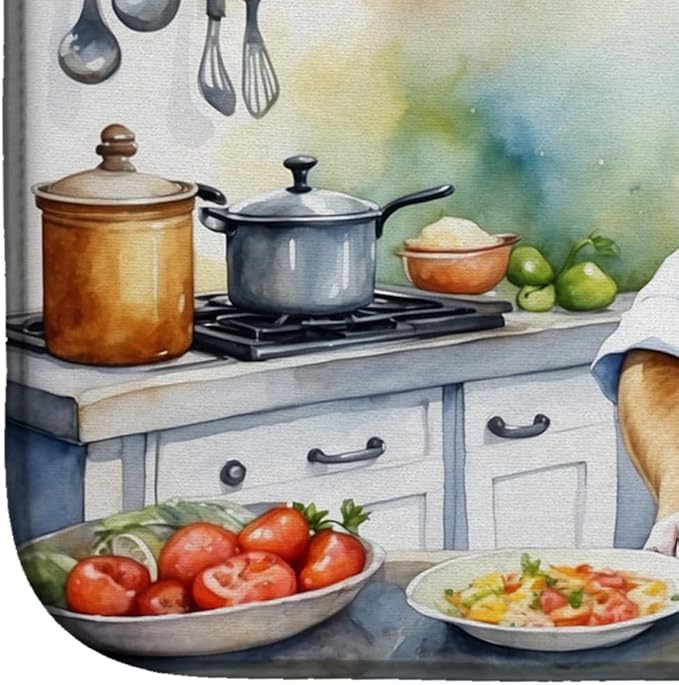 Caroline's Treasures DAC6242DDM English Bulldog The Chef Dish Drying Mat Absorbent Dish Drying Mat Pad for Kitchen Counter Dish Drainer Mat for Countertop, 14 x 21", Multicolor
