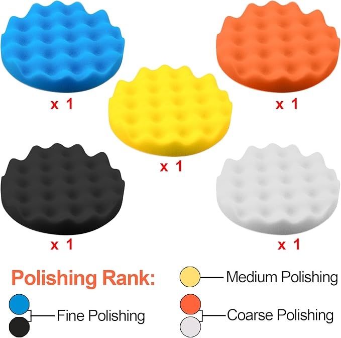SIQUK 17 Pieces 6 Inch Buffing Pads Foam Polishing Pad Wax Buffer Polish Pads Bonnets Car Polishing Buffing Pad Buffer Attachment for Drill